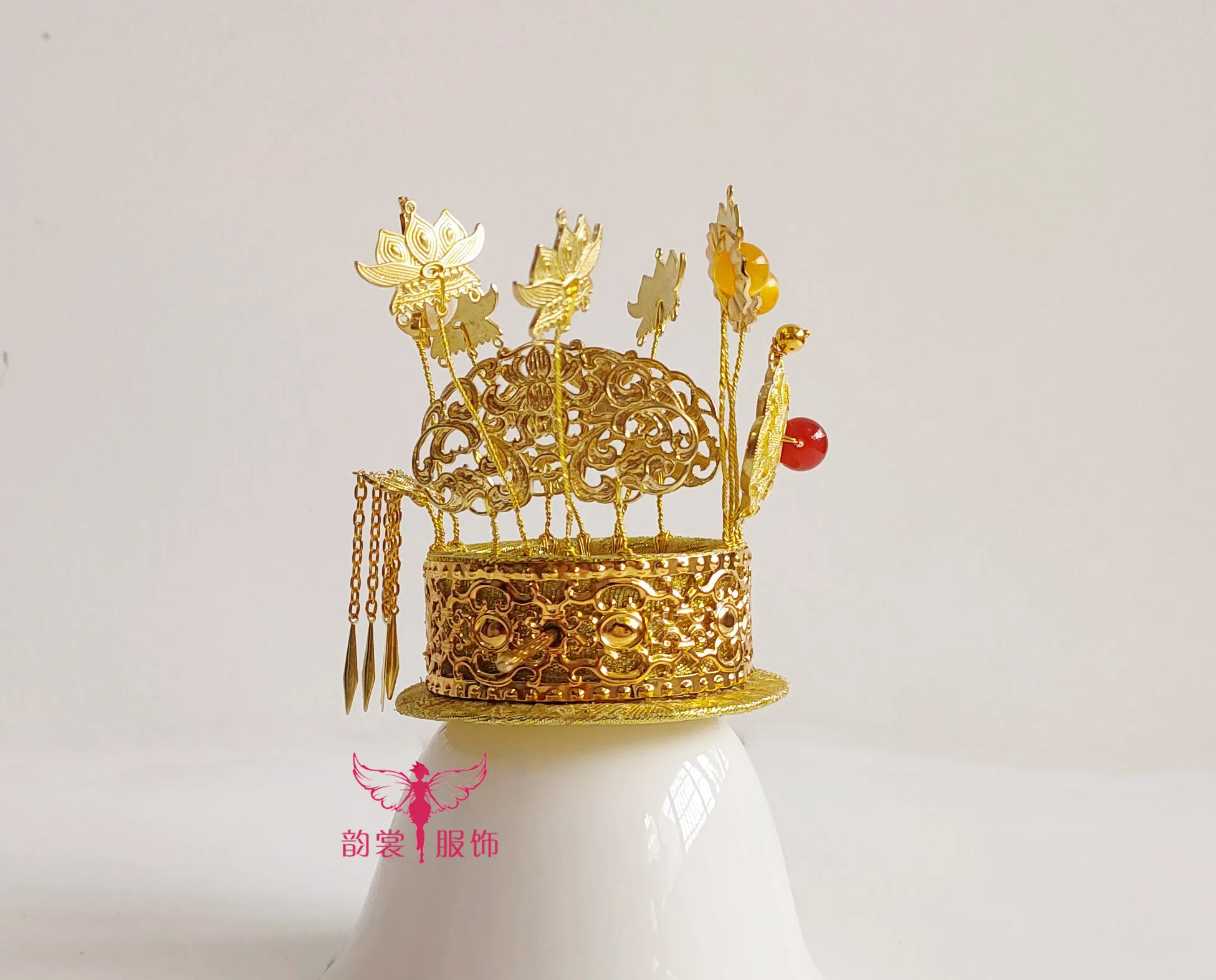 Золотая тиара с волосами для принца унисексуальный костюм чжаомина Корона
