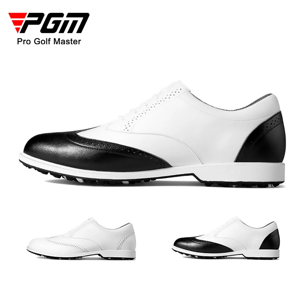 PGM Men's Golf Shoes Men's Sneakers Waterproof Anti-skid British Style Casual PU Leather White Black Walking Golfing Footwear