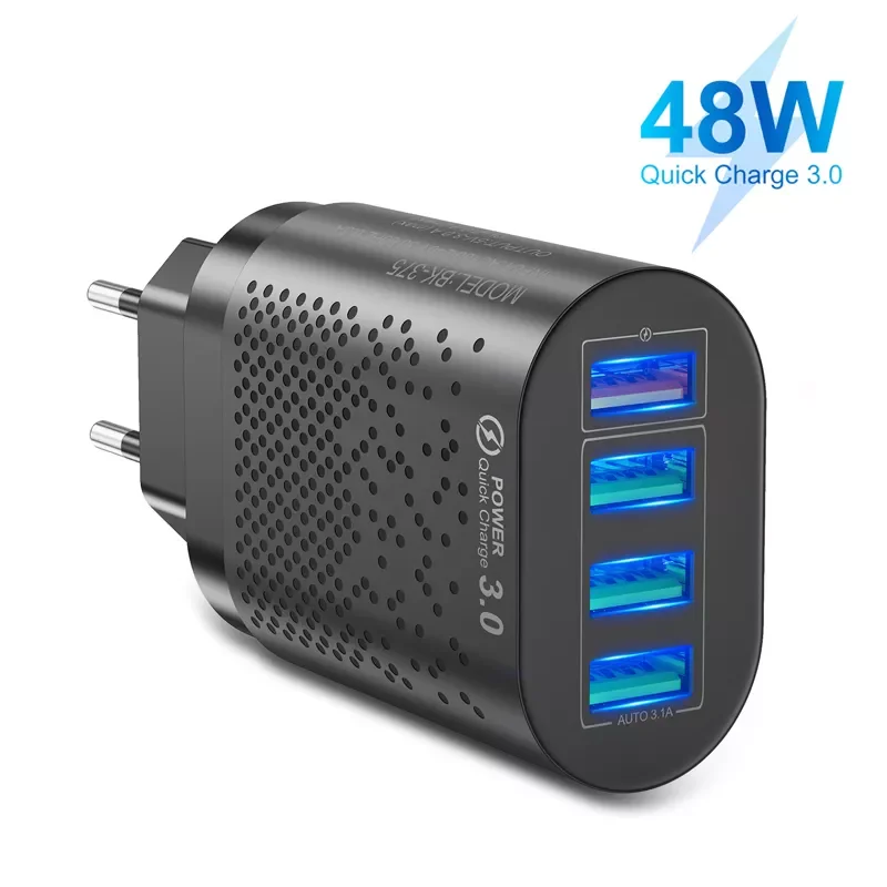 

4 Ports USB Charger Quick Charger 3.0 5V 3A Fast Charging Wall Charger Adapter EU US UK Plug For iphone Tablet