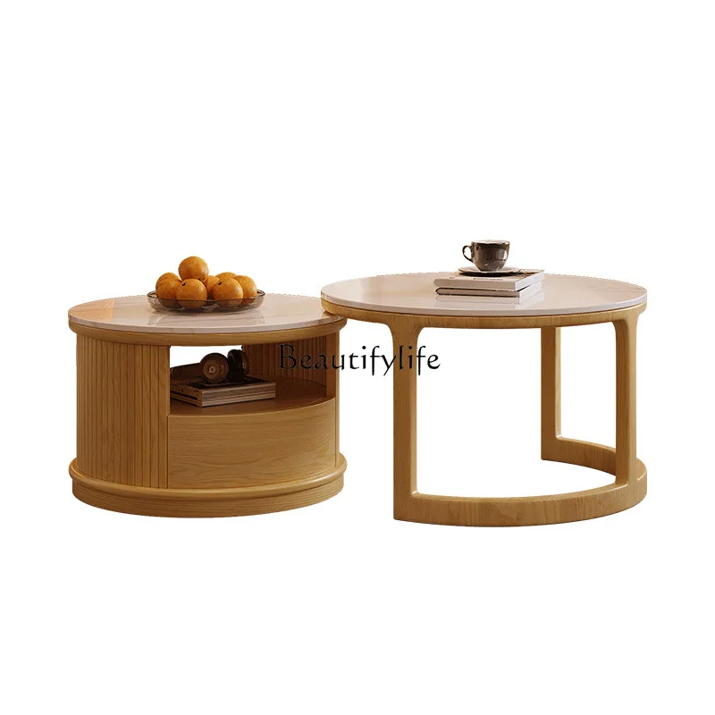 Приставной столик из цельного дерева комбинированный светильник для гостиной