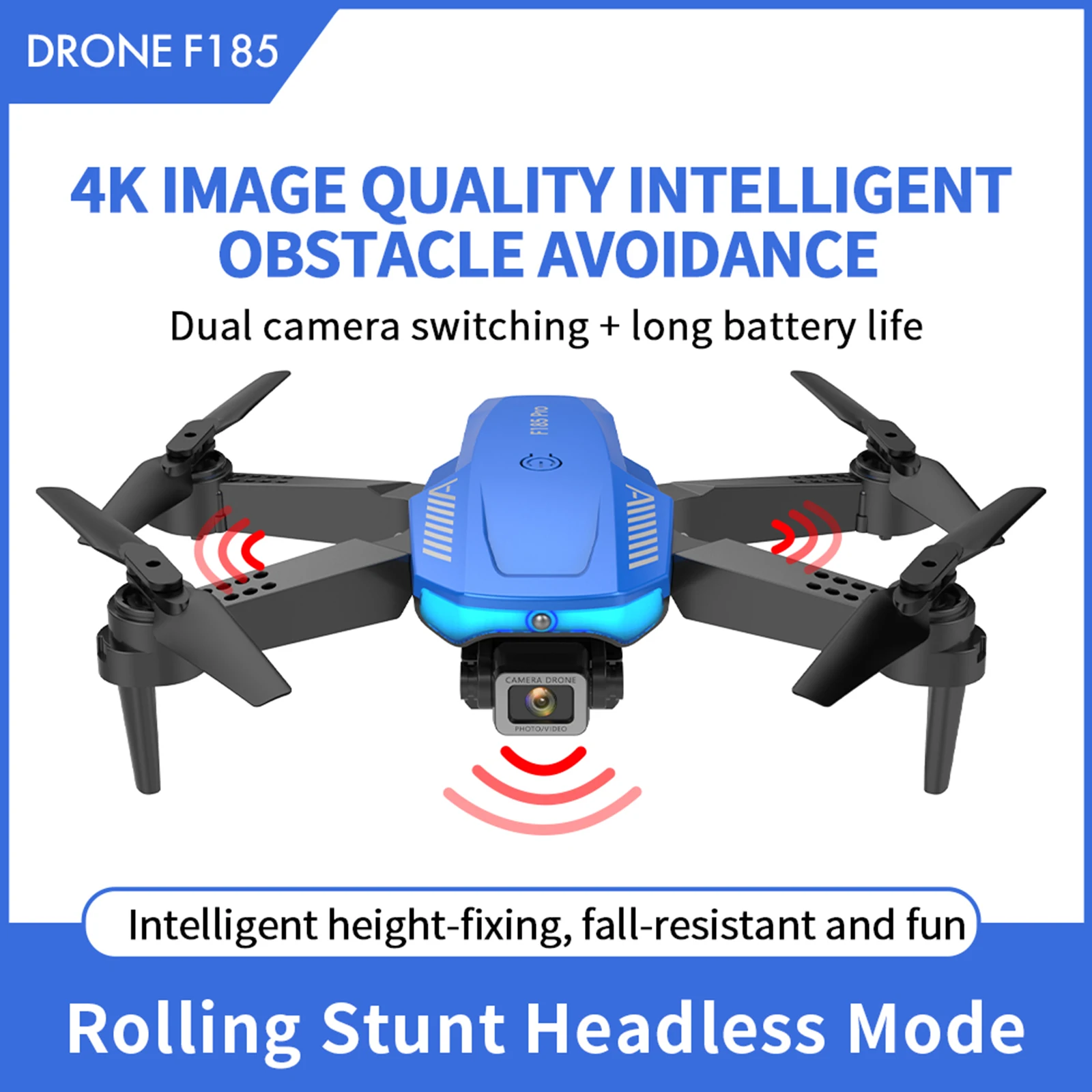 

F185 Pro Drone with 4K HD Camera for Kids Gift,WiFi FPV RC Quadcopters Smart Obstacle Avoidance, Altitude Hold, Headless Mode,