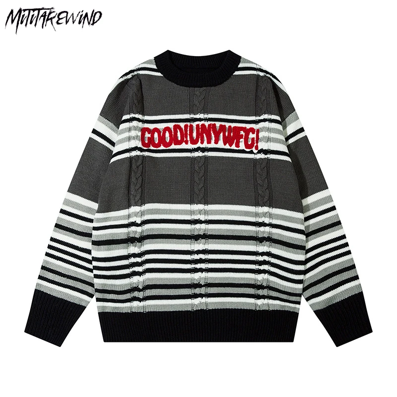 

Свитер женский с круглым вырезом, Свободный вязаный пуловер в американском стиле, Повседневная Уличная одежда с графическим принтом, Осень-зима