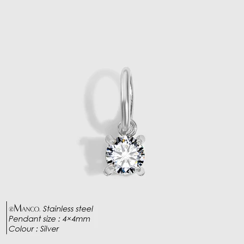 eManco шармы из нержавеющей стали с цирконом 4/6/8/10 мм