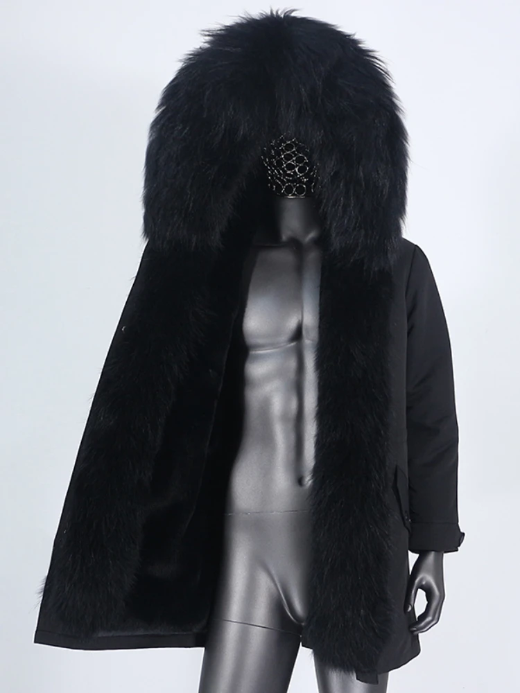 Мужская длинная парка с капюшоном черная Водонепроницаемая теплая куртка