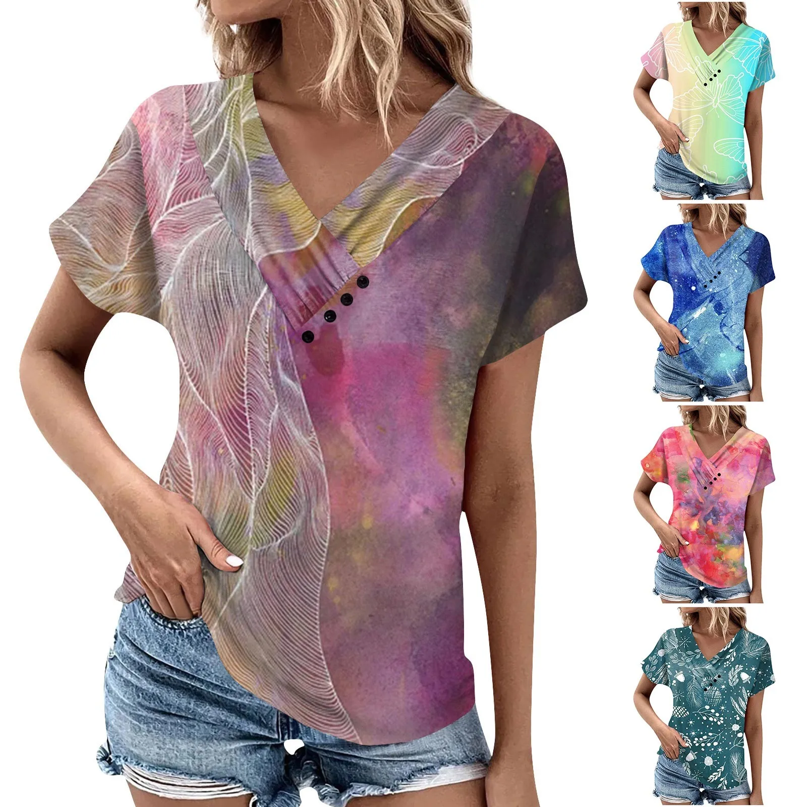 

Y2k Clothes Women Elegant Unique Casual Shirts Women Shirts Short Sleeve Floral Short Sleeve Women Shirts Plus Size Футболка