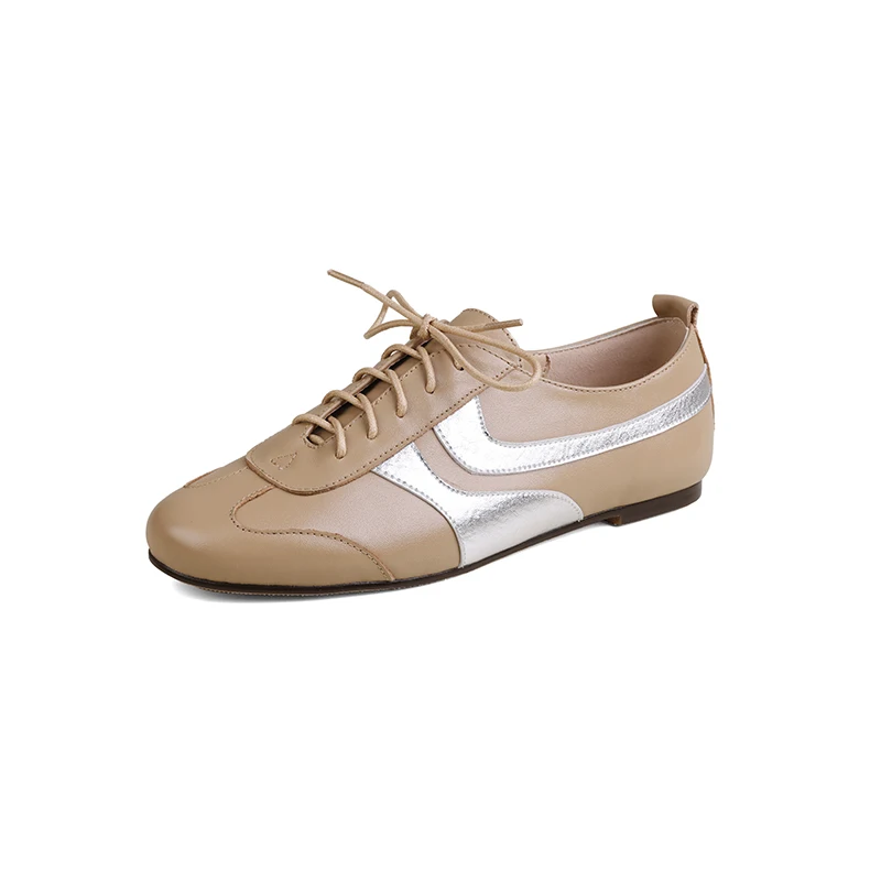 Новые женские кожаные туфли из воловьей кожи с круглым носком на весну и осень