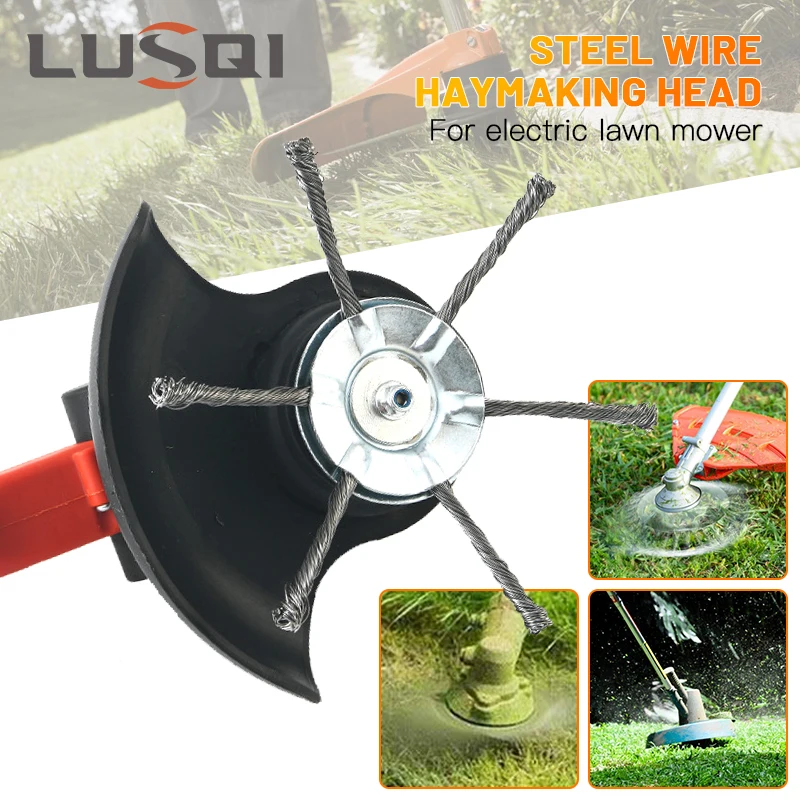 LUSQI 1/2PC 6 Inch Steel Wire Grass Trimmer Head Universal Weed Brush Fit Electric Lawnmower Brushcutter Removal Moss Rust