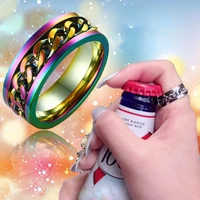 fashion rings for men and women to open beer bottle caps rotatable chain ring bottle opener ring jewelry