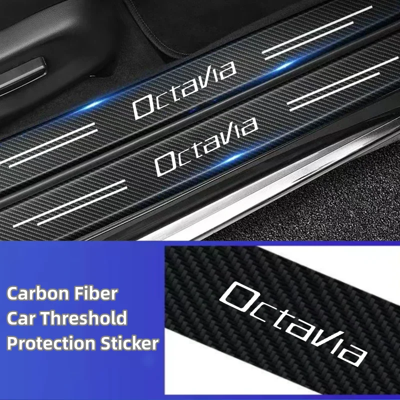 

Carbon Fiber Car Sticker DIY Paste Protector Strip Auto Door Waterproof Protect Film For skoda octavia 3 a7 vrs 2 mk3 a5