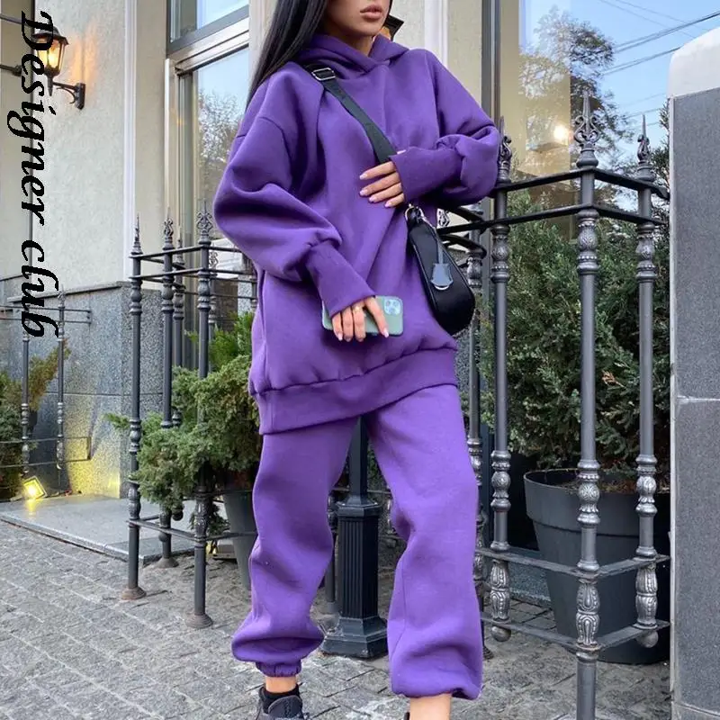 Женский спортивный костюм из двух предметов повседневный теплый пуловер