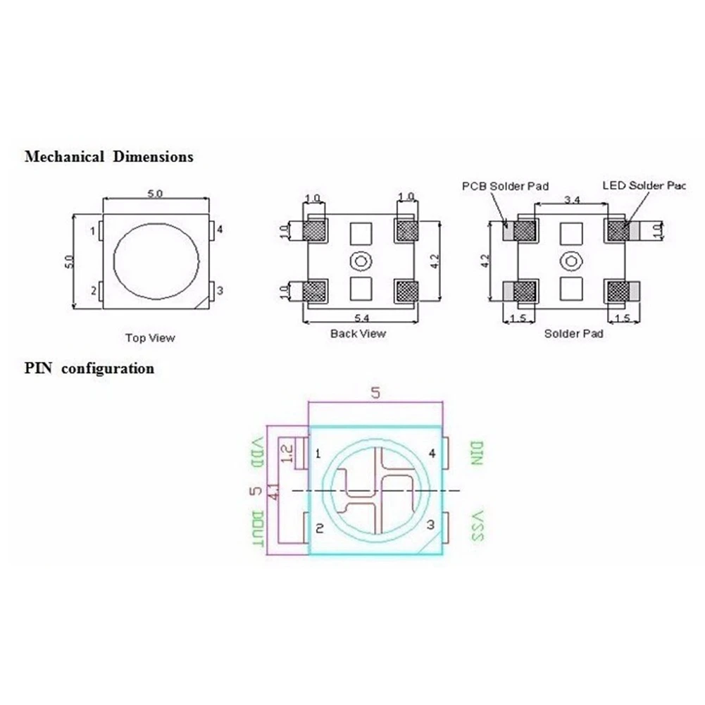 Фото 500 шт. светодиодных чипов WS2812B (4 контакта) 5050 RGB SMD, белая версия WS2812, индивидуально адресуемые цифровые пиксели, DC5V-[Jyqn A78G] №4