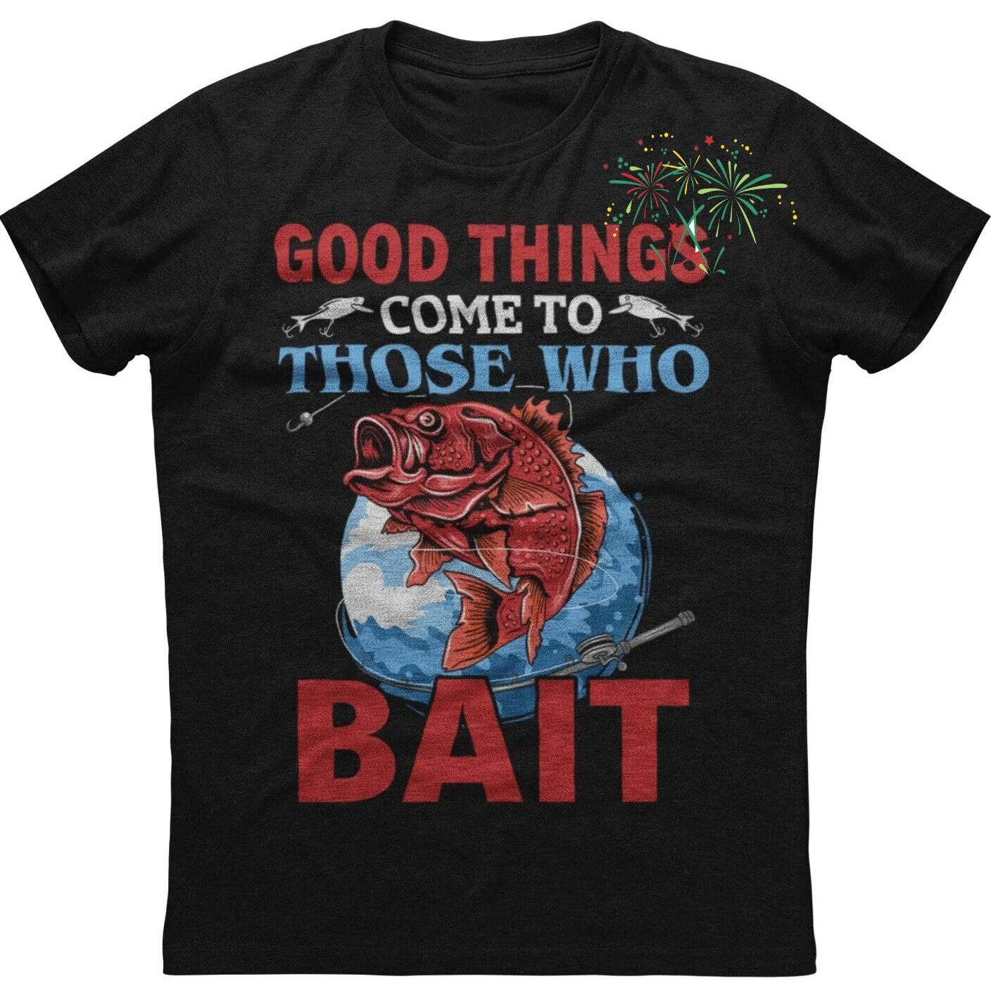 Фото Футболка Good Things Come To Those Who Bait для любителей рыбалки, 100% хлопок, с круглым вырезом, с коротким рукавом, повседневная мужская футболка, размеры S-3XL №1
