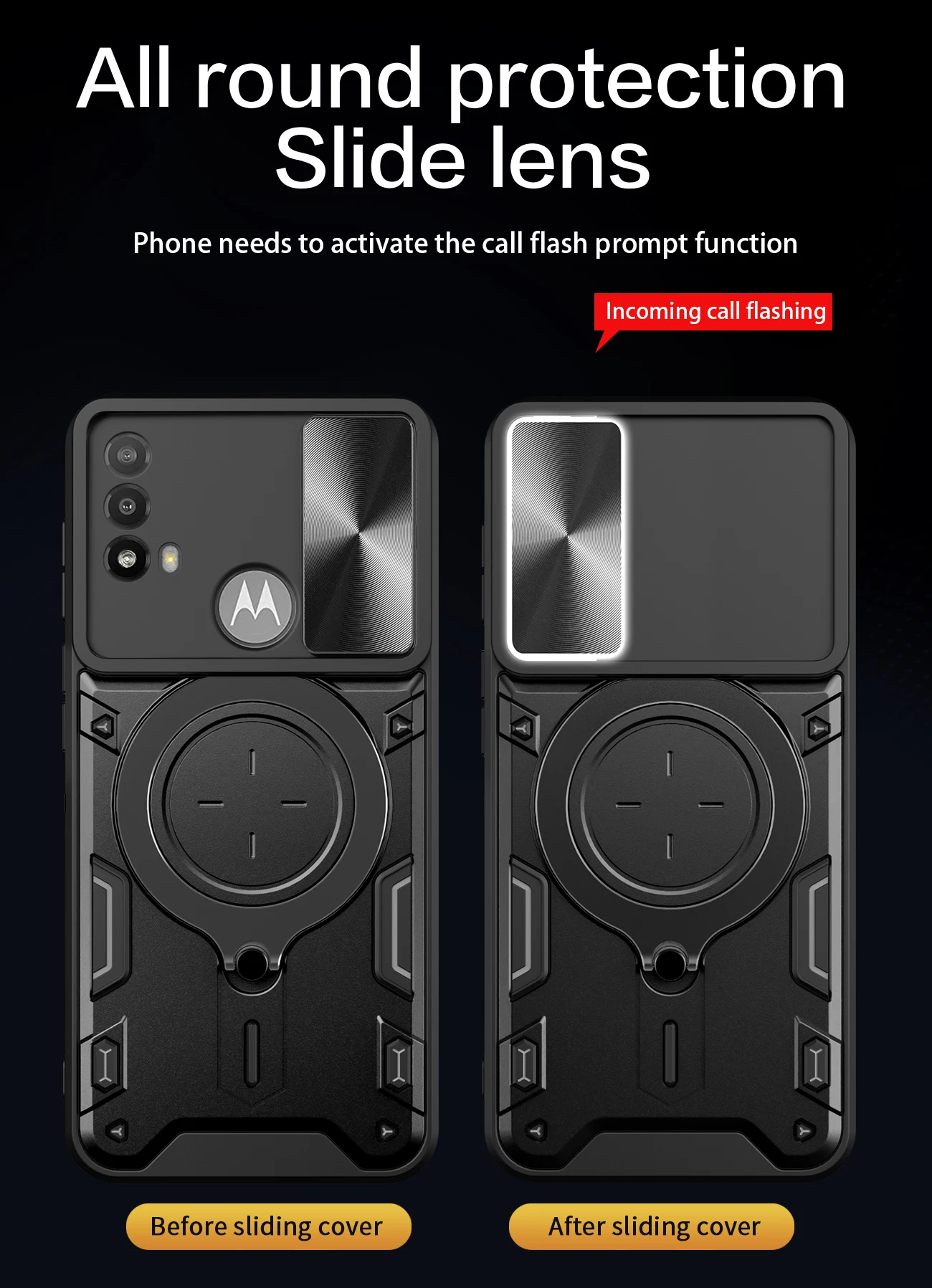 Luxury Slide Camera Case for Motorola Moto E20 E30 E40 Car Mount Magnetic Holder Shockproof Soft Edges Phone Cover MotoE20E30E40