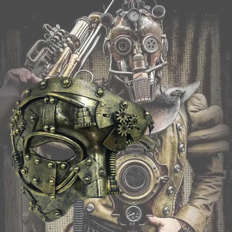 

Halloween Adult Cosplay Mask Steampunk Ghost Half Face Mask Costume Masquerade Party Christmas Party Dressing Props