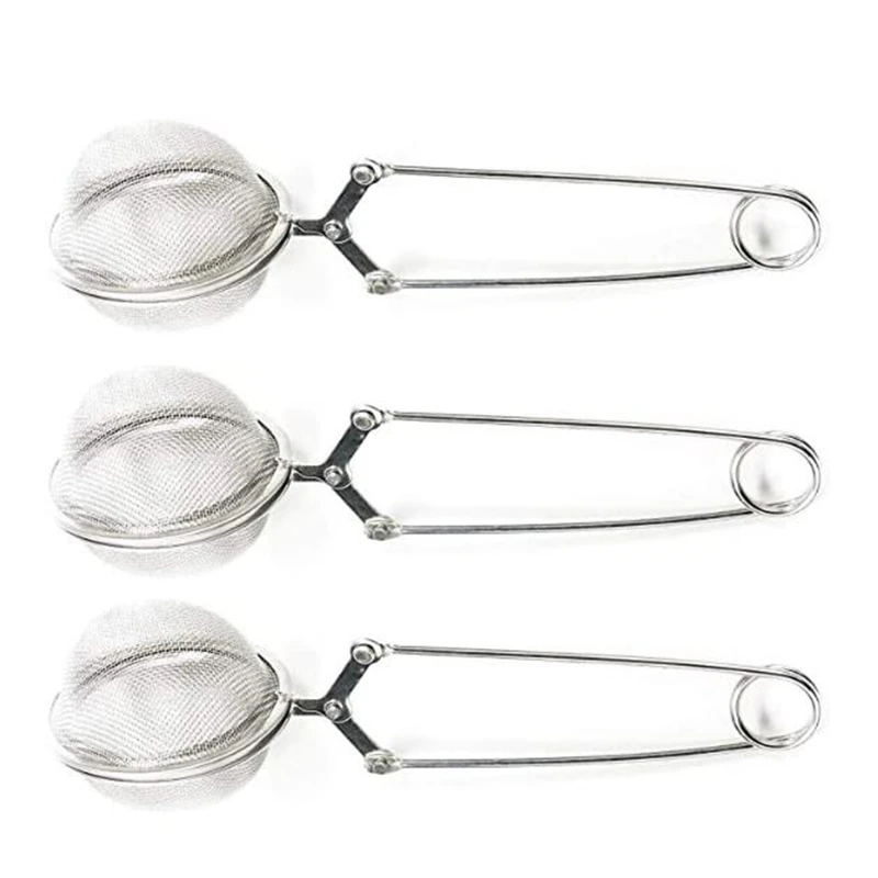 

3Pcs Snap Ball Tea Strainer With Handle For Loose Leaf Tea And Stainless Steel Strainer Pincer Tea Ball Infuser
