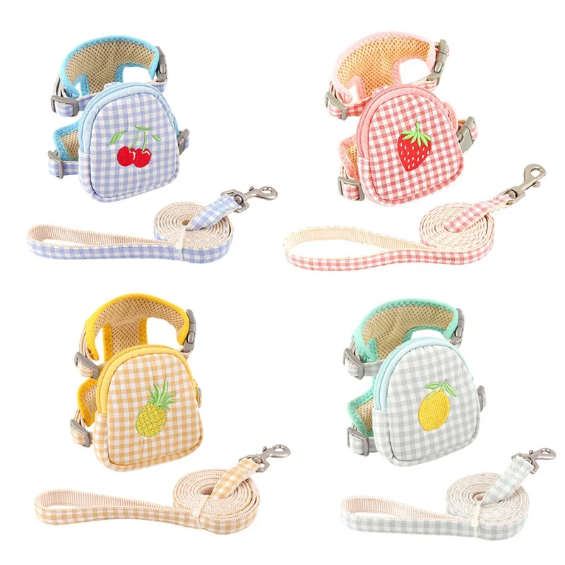 

Cute Pet Harness Vest Backpack Leash for Small Dogs Breathable Dog Snack Bag Dog Walking Backpack Chest Strap Pet Supplies