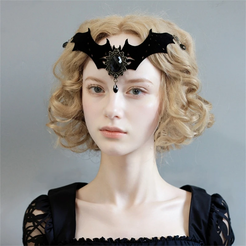 Повязка на голову с перьями Хэллоуин головной убор летучей мышью ожерелье для