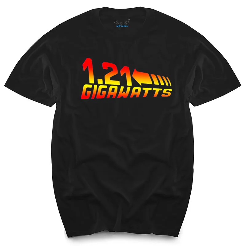 

Back to the Future 1.21 GIGAWATTS cult movie NAVY printed t-shirt cotton t-shirts men's top tees