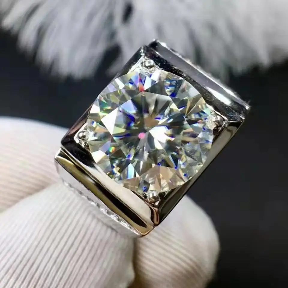 

New Domineering Moissanite Ring Men's Main Stone 6 Carat 12mm Opening Adjustment Giving Gift Jewelry Accessories