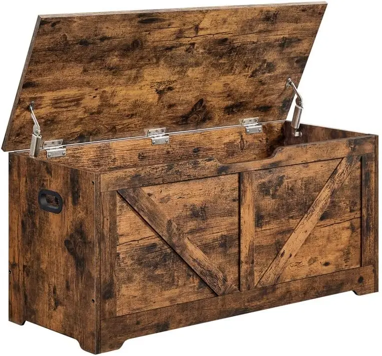 

Chest, Storage Trunk with 2 Safety Hinges, Storage Bench, Shoe Bench, Barn Style, 15.7 x 39.4 x 18.1 Inches, for Entryway, Bedro