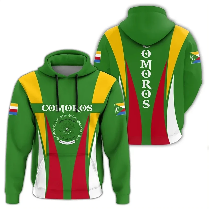Africa Comoros Map Flag 3D Printed Hoodies For Men Clothes Patriotic Tracksuit National Emblem Graphic Sweatshirts Male Tops