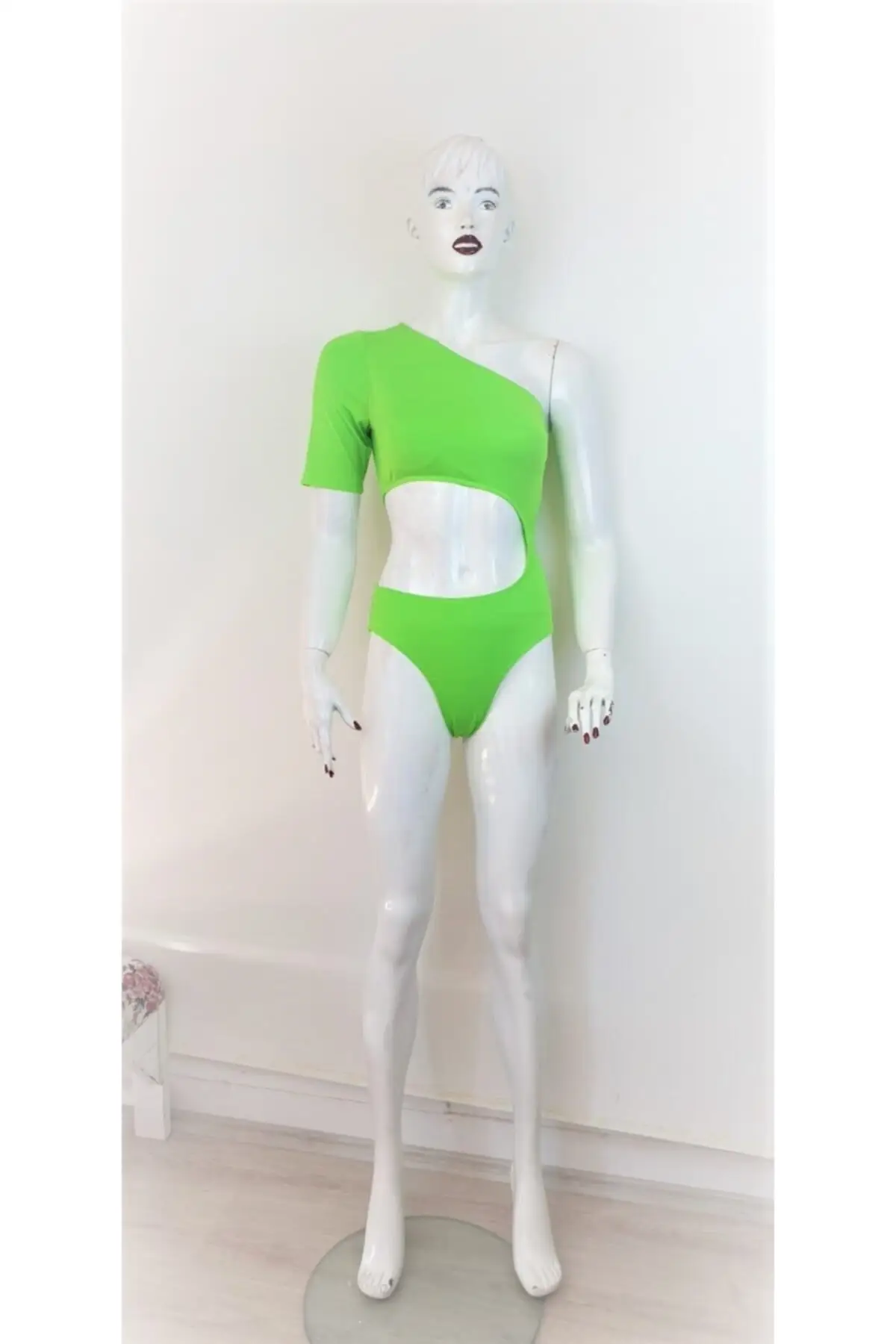 

Women's Swimsuit Neon Green metrical One Piece Swimwear Female Push Up Suit Monokini Brazilian Swimming Suits