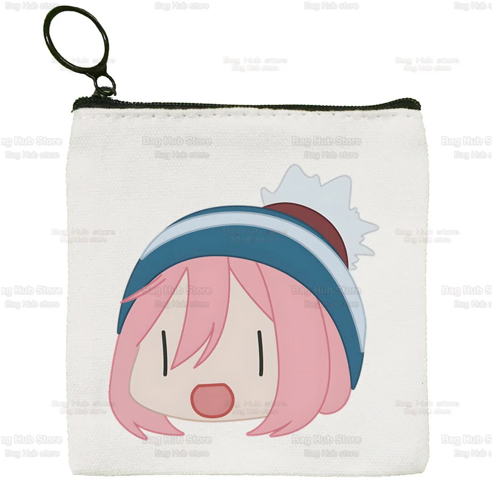 Yuru Camp Canvas Coin Purse Anime Canvas Bag Small Square Bag Nadeshiko Key Bag Storage Bag Card Bag Cartoon Coin Bag