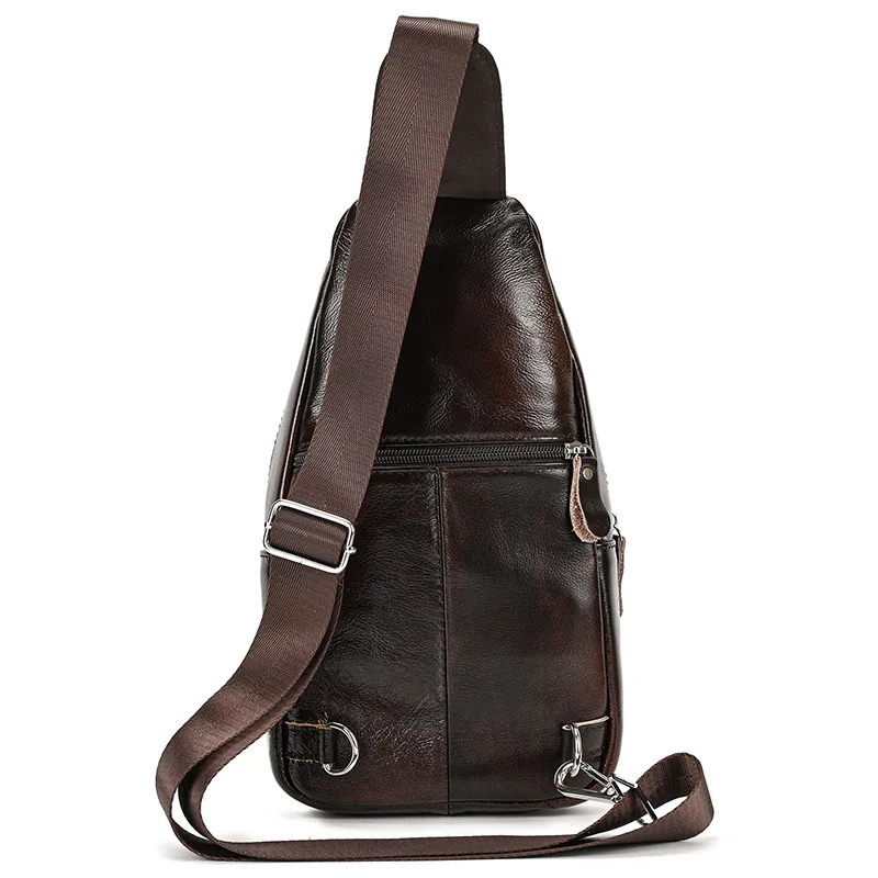 Retro Genuine Leather Men's Chest Bag Outdoor Chest Pack Business Shoulder Crossbody Bag For Male Casual Sling Bag