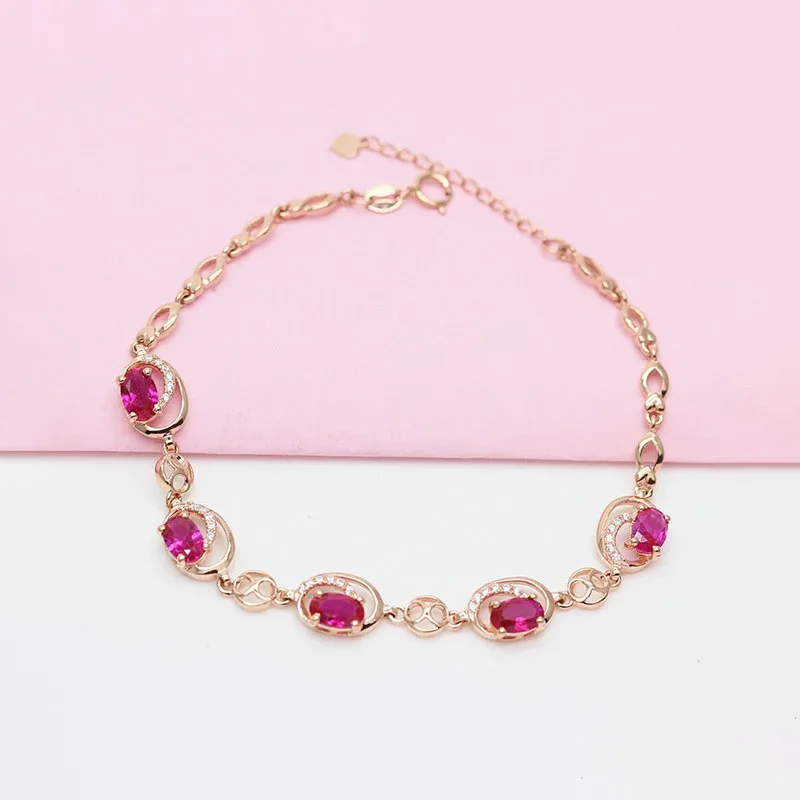 Браслет из 585 фиолетового золота с геометрическим рубином