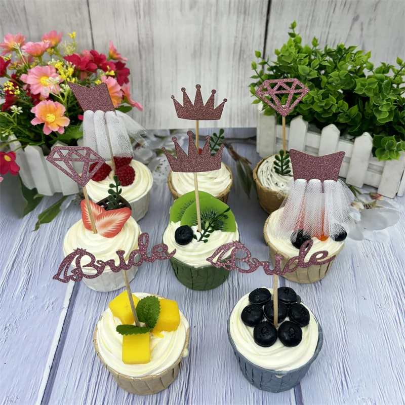 8 шт. кольцо с бриллиантом для невесты корона топперы кексов свадебного душа