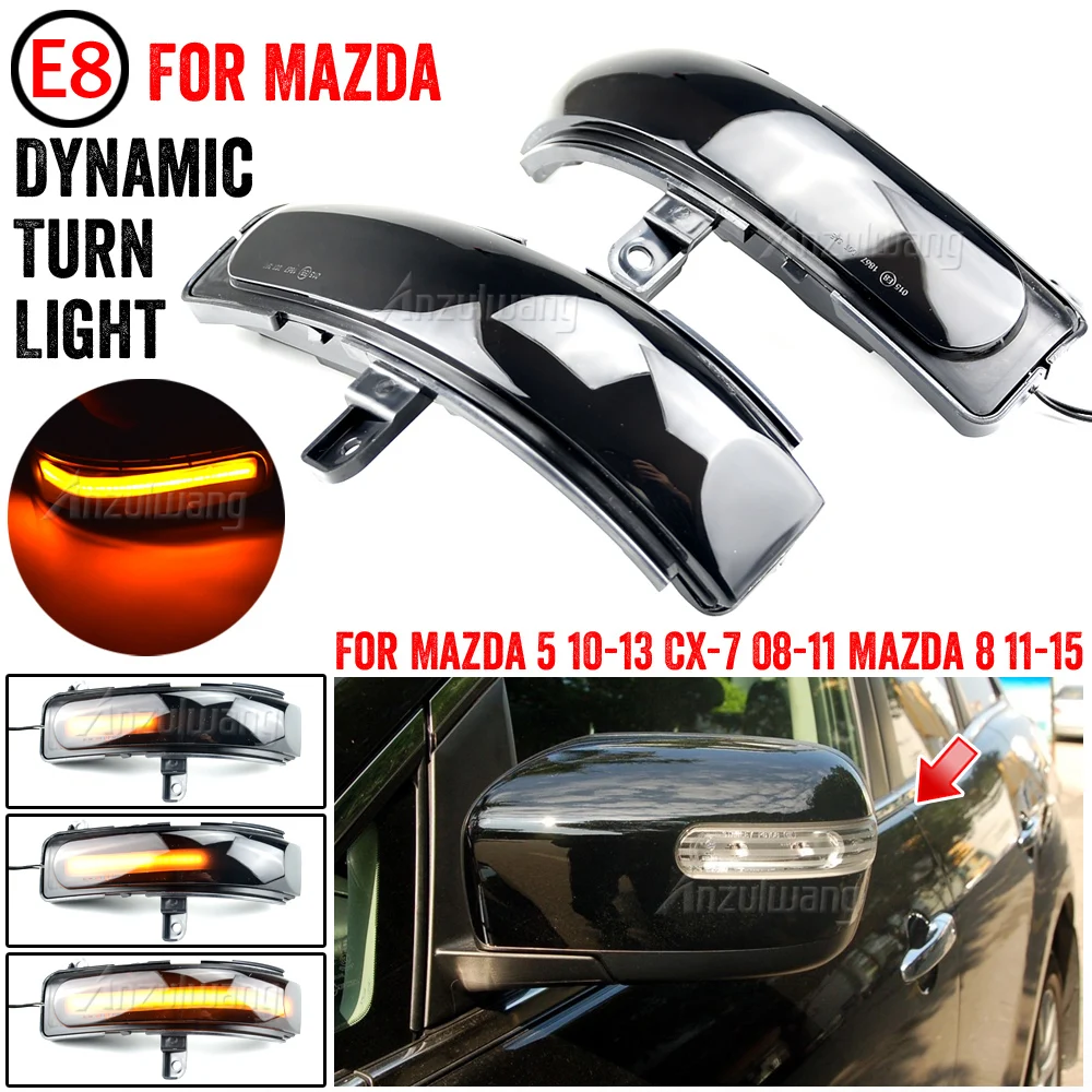 

Dynamic LED Side Mirror Turn Signal Lamp Blink Repeater Light For Mazda CX-7 CX7 2008-2014 For Mazda 8 MPV 2011-2015