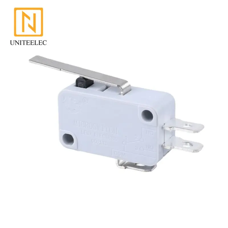 

Uniteelec-Lema 10Pcs/Lot KW7-1 Middle Straight Lever Sensitive Timer Dc Snap Action Grey Micro Limit Switch