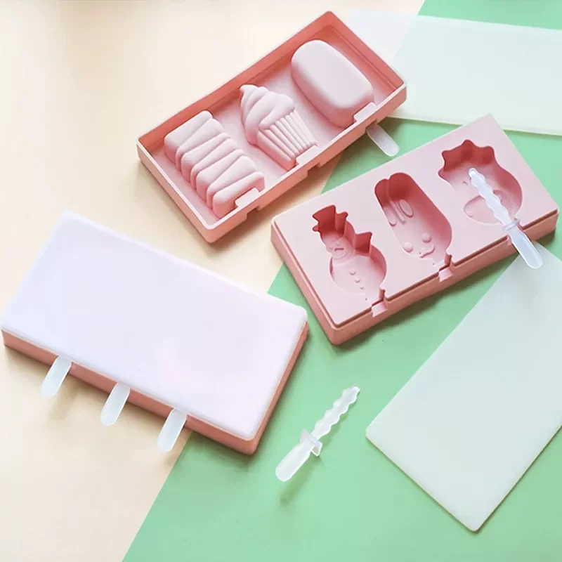 

2022New Ice Cream Mold with Lid Animals Shape Jelly Mold Children Handmade DIY Dessert Popsicle Ice Grid with Popsicle Stick