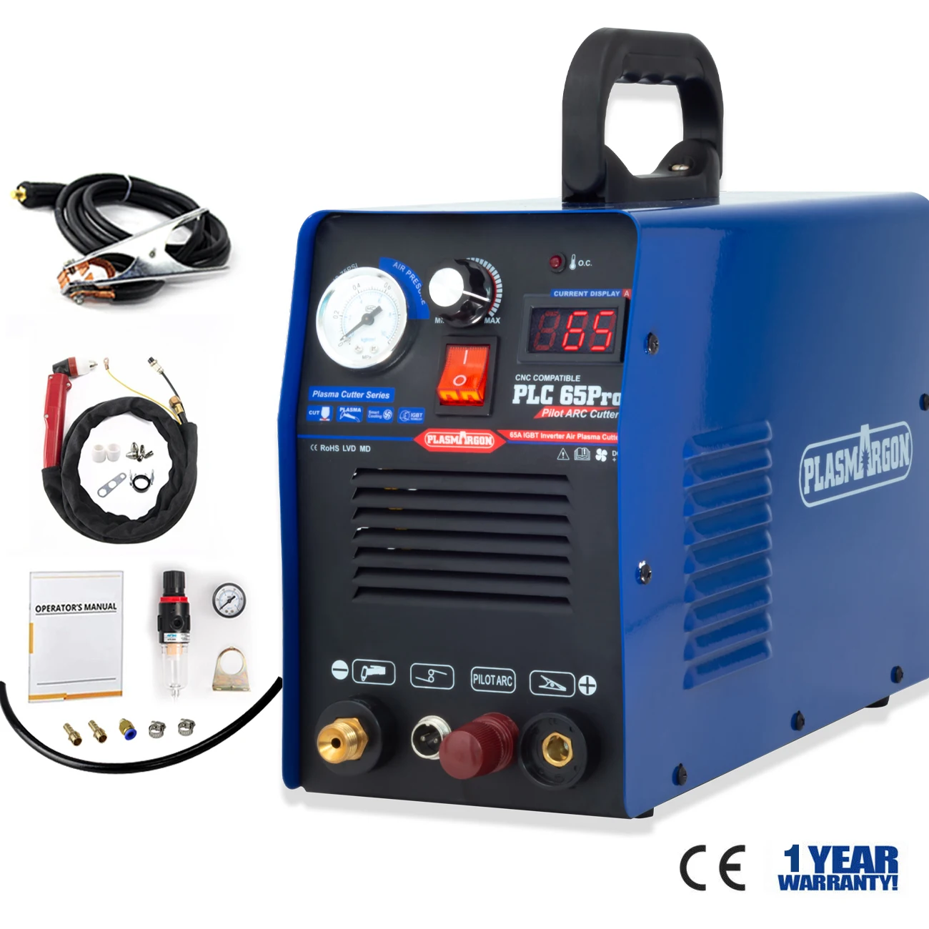 

65Amp IGBT Plasma Cutter PLC65Pro NON-Contact Cutting 18mm Metal Pilot Arc CNC Inverter Plasma Cutting Machine