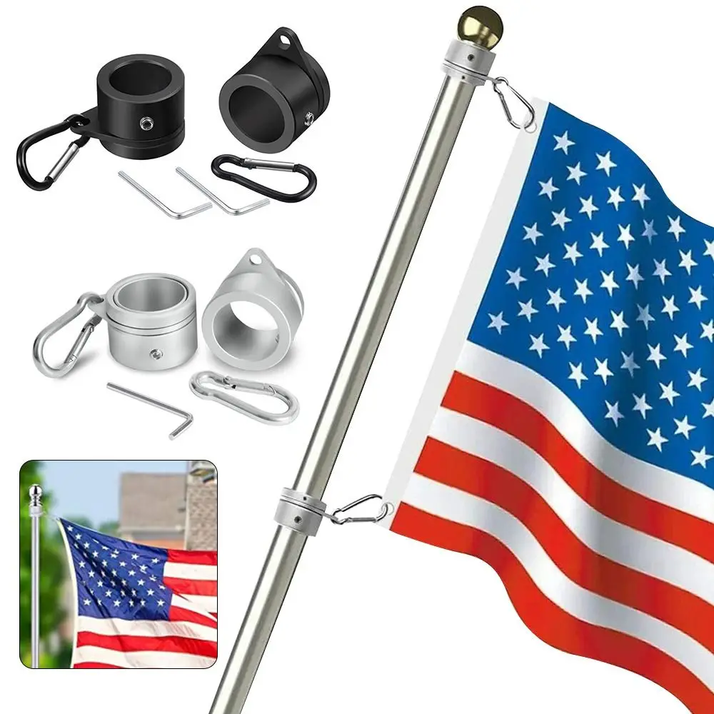 

Mounting Rings Kit Pole Clips with Carabiner Flag Mounting Ring Flagpole Rotating Rings Flagpole Rings Flag Pole Rings