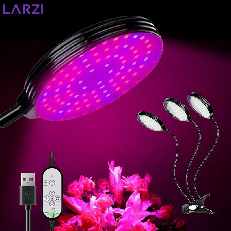 LED Grow Light 5V USB Full Spectrum Dimmable Control Timer Plant Lamp High Efficiency 1-4Head For Grow Tent Greenhouses Flowers