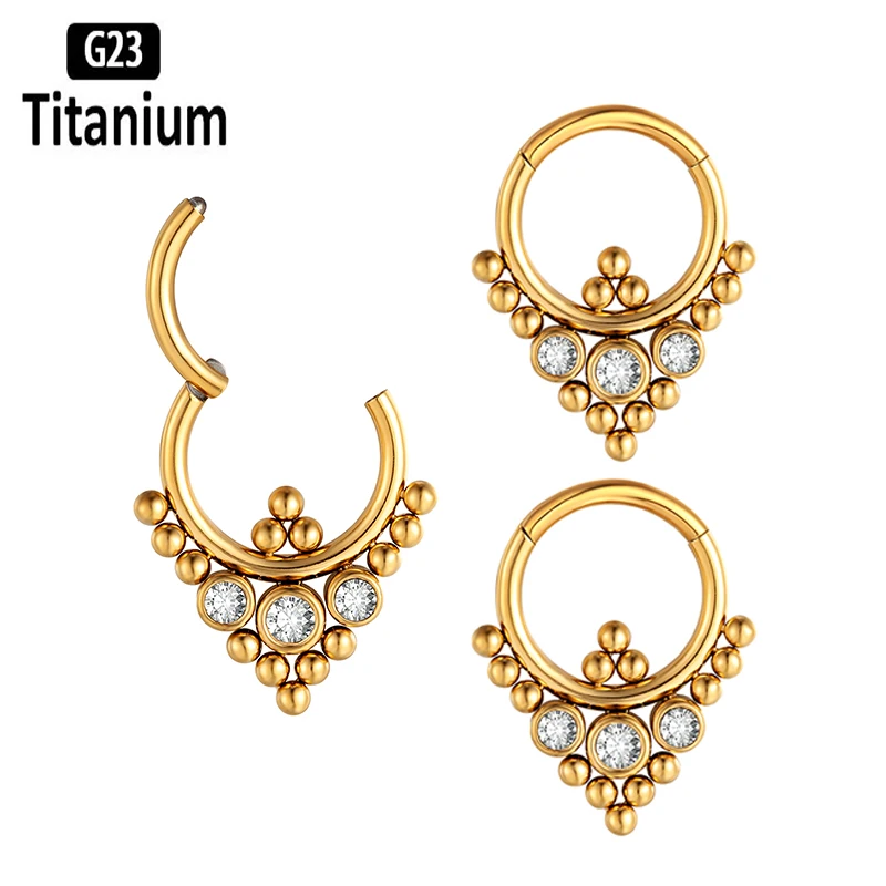 

1PC G23 Titanium Body Jewelry Clicker Hoop Earrings Nose Rings Zircon Hight Segment Septum Tragus Cartilage Helix Piercing Daith