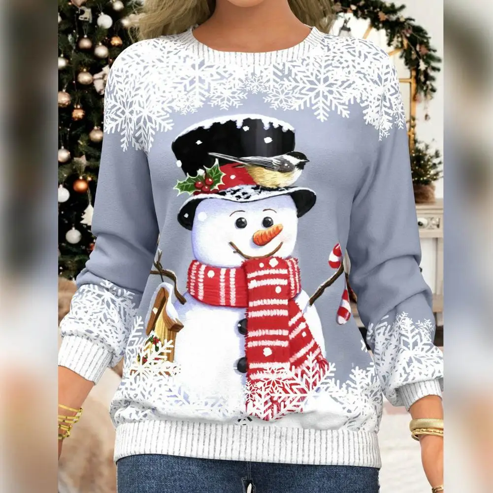 

Женская футболка с длинным рукавом, с 3D-принтом снеговика, Y2k