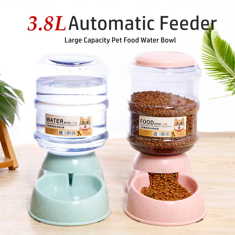 

3.8L Pet Dog Cat Automatic Feeders Large Capacity Drinking Waterer Fountain Water Bottle Feeding Bowls Dispenser For Cats Dogs