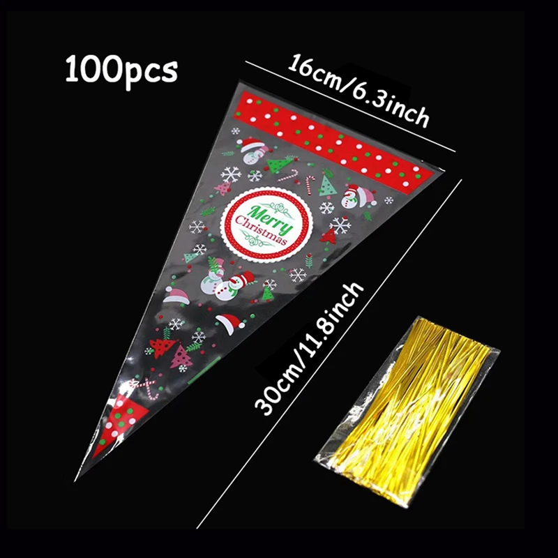 100 рождественских мешков с конусами рождественские шляпы снежные фигурки