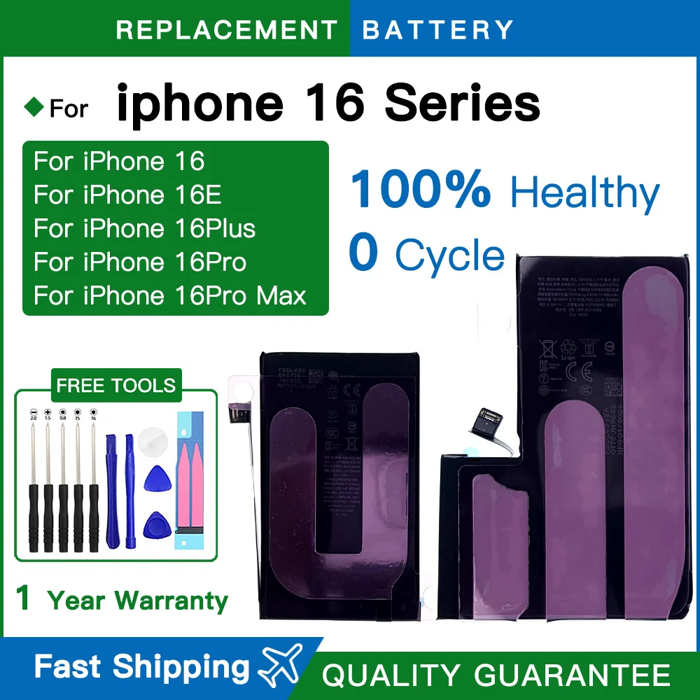 Фото Совершенно новый оригинальный аккумулятор высокой емкости для iPhone 16 / 16E / 16 Plus / iPhone 16 Pro / iPhone 16 Pro Max. Запасные батареи. №1