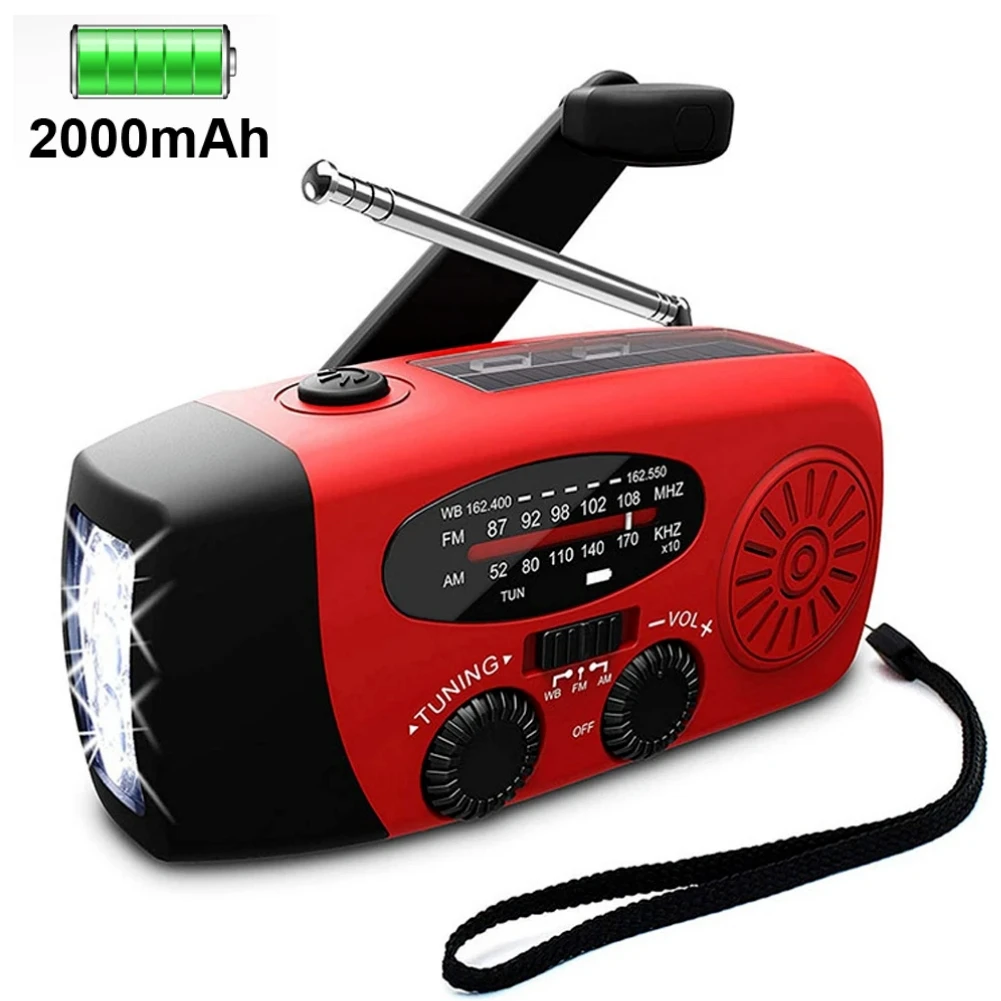 

Multifunctional Radio Hand Crank Solar USB Charging FM AM WB NOAA Weather Radios Emergency Flashlight Torch Power Bank