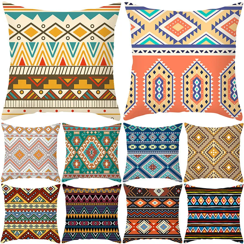 

Exotic Ethnic Abstract Style Retro Pillowcase Bohemian Turkey Painting Cushion Cover For Sofa Bedroom Car Polyester Peachskin