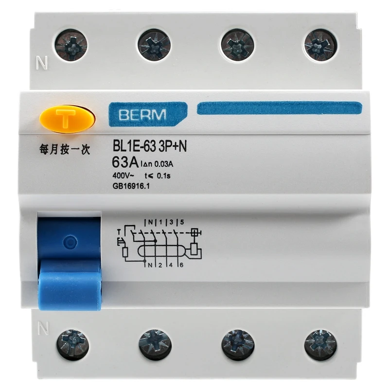 

BL1E-63 3P + N 63a RCCB автоматический выключатель остаточного тока 400 в 30 мА Электрическая защита от утечки мини автоматический выключатель