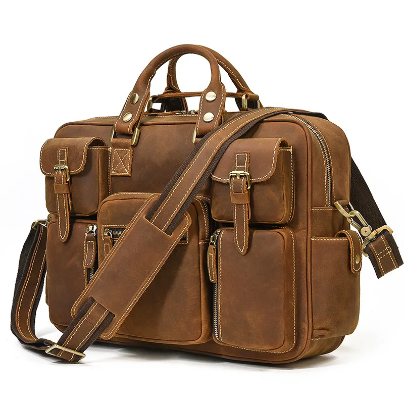 Men's Leather Business Bag Men Handbag High Capacity Laptop Bags For Men Porte-Documents Bag Shoulder Bags Executive Briefcase
