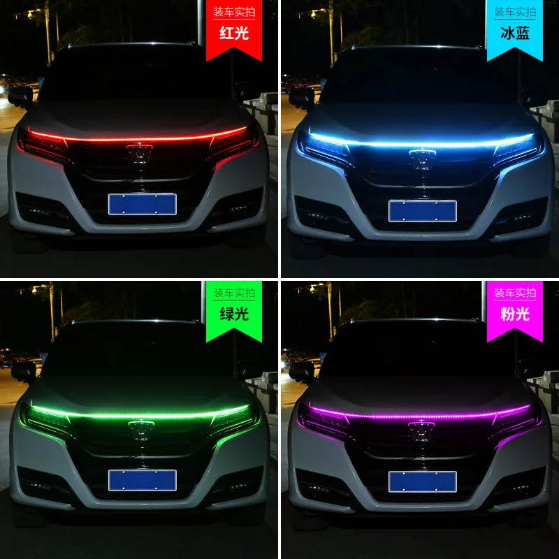 

LED Car Hood Atmosphere Lght Strip Waterproof Auto Exterior Decoration Lighting Decorative Headlights Ambient Lamp 12V Universal