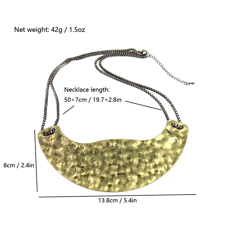 JEWEPLAIT Ретро панк ожерелье из латунного сплава