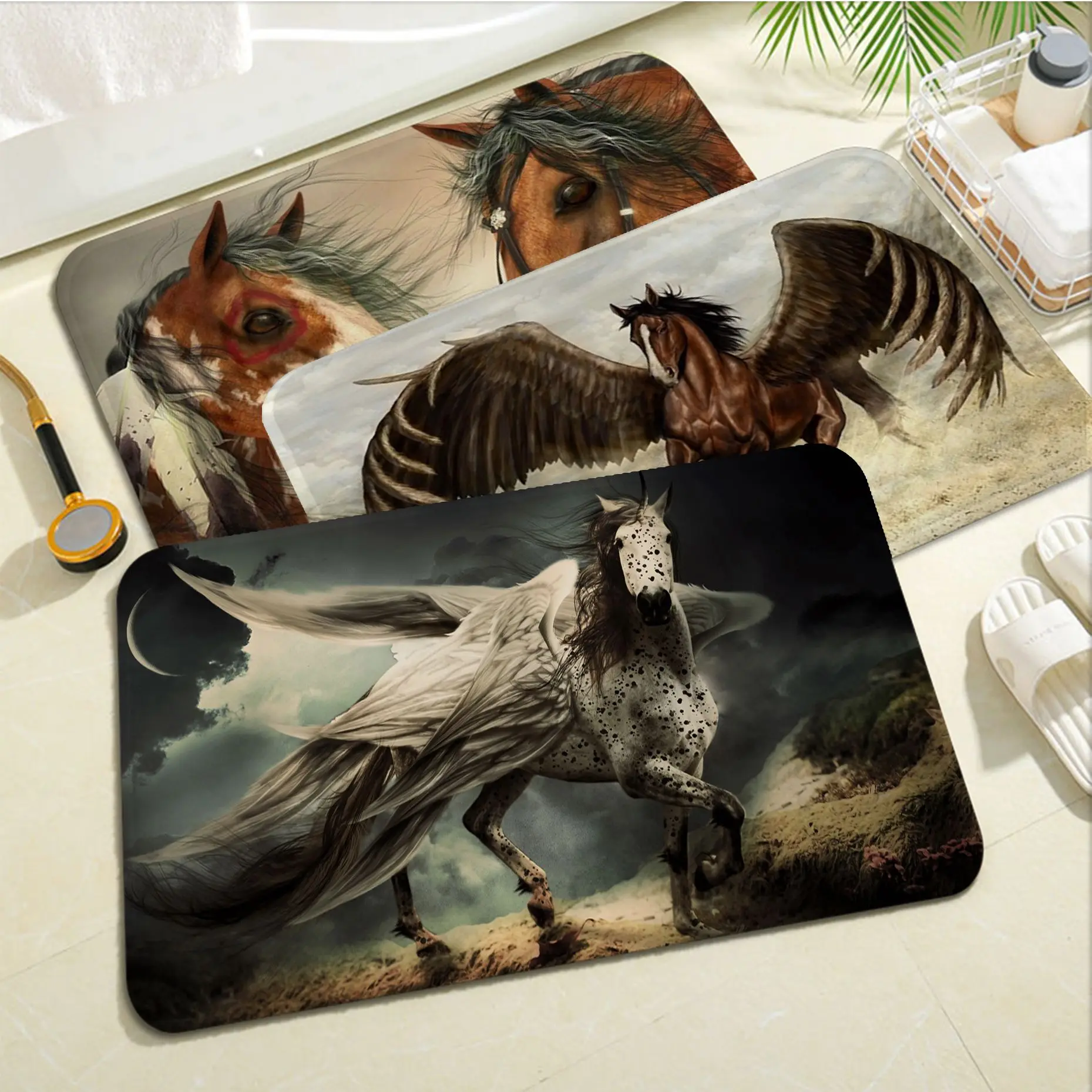 

Animal Horse Hallway Carpet Cheaper Anti-slip Modern Living Room Balcony Printed Welcome Doormat