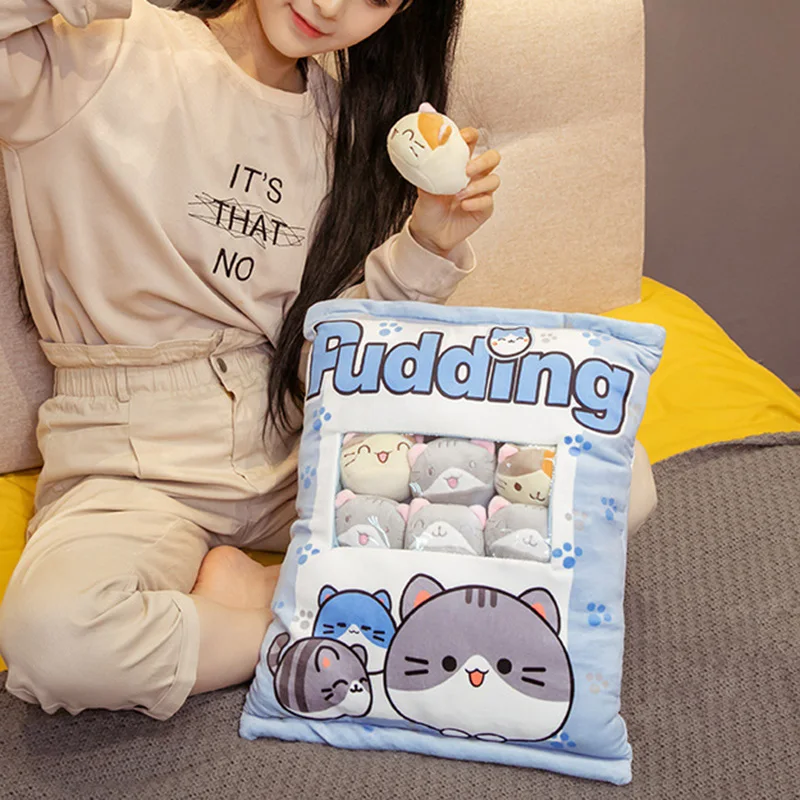 

Милые животные, пудинг, плюшевые игрушки, мини круглые мячики, кошки, пакет из плюша, 8 шт., еда, искусственная плюшевая подушка, кавайный Деко...