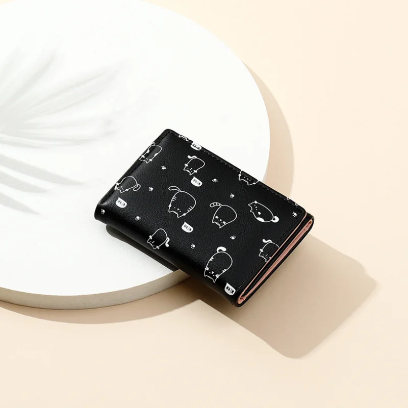 

Cat Wallets for Women Fashion Cute Cartoons Luxury Women's Small Wallet Leather Short Card Hold Package Female Wallet Coin Purse